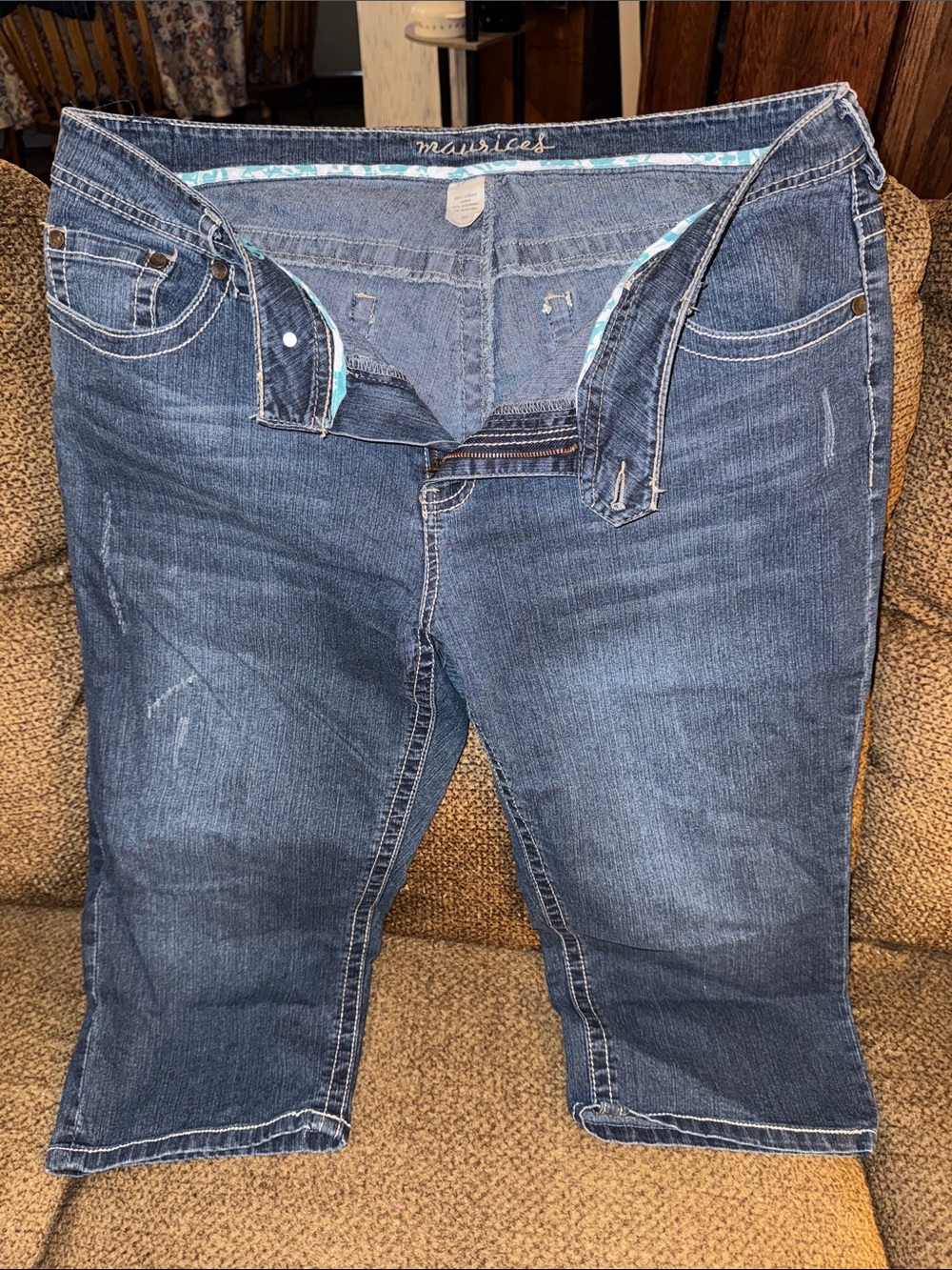 Maurices Women's Dark Blue Cropped Denim Capris